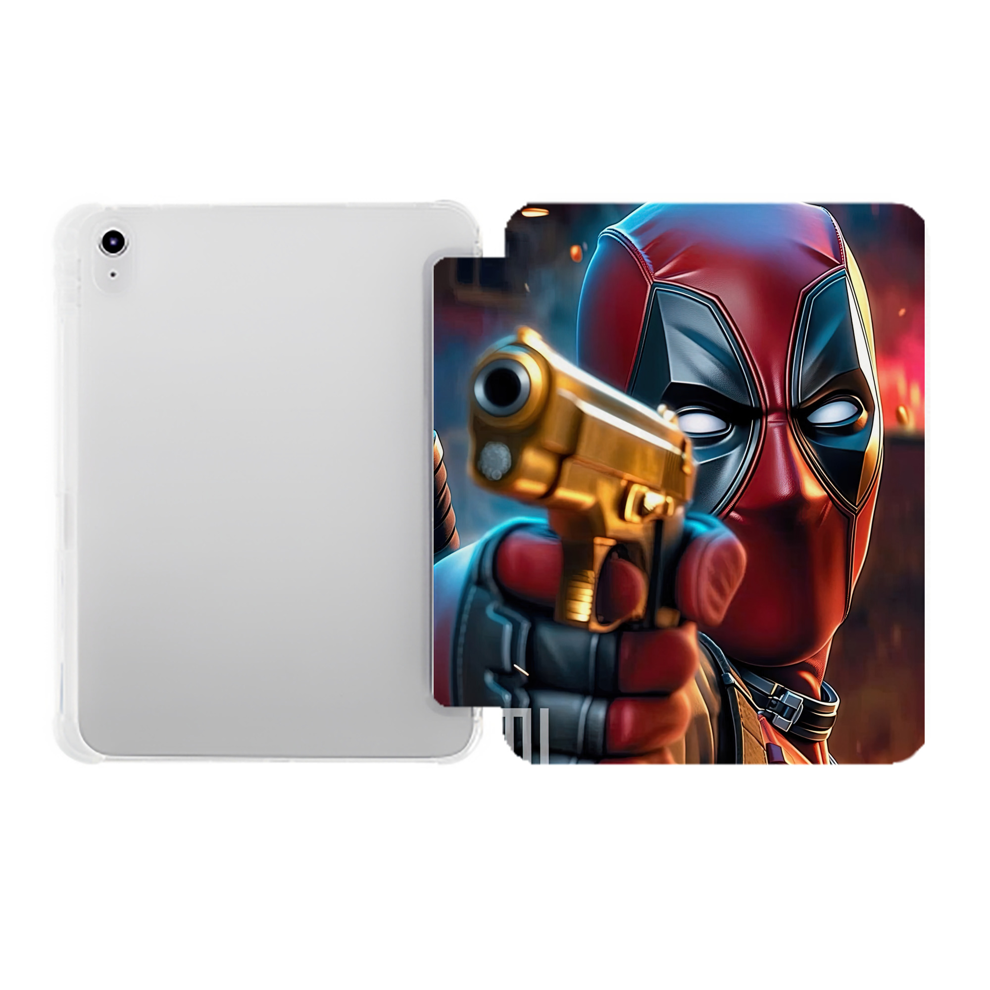 （画像用） Deadpool デッドプール IPad ケース ペン収納付き 三つ折りスタンド PUレザー×シリコン 対応機種9.5/10.5/10.9インチ
